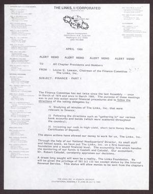Primary view of object titled '[Memorandum from Louise Q. Lawson to All Chapter Presidents and Members - April 1980]'.