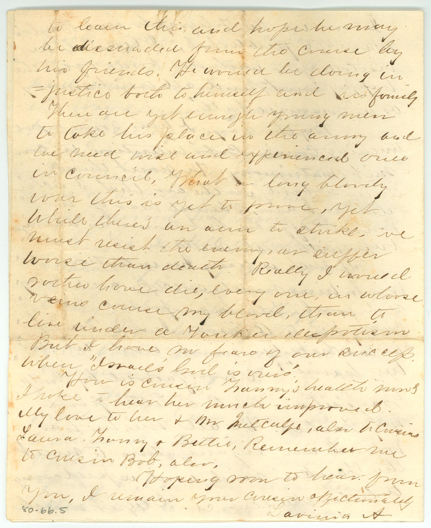 [Letter to R.E.B. Baylor from Lavinia Abercrombie, June 10, 1863]
                                                
                                                    [Sequence #]: 4 of 4
                                                