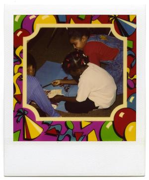 Primary view of object titled '[Children Working on Poster During International Trends Activity]'.