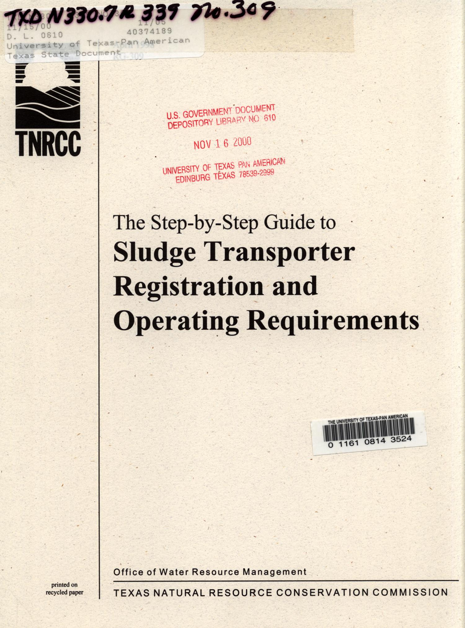 The Step-by-Step Guide to Sludge Transporter Registration and Operating Requirements
                                                
                                                    [Sequence #]: 1 of 32
                                                