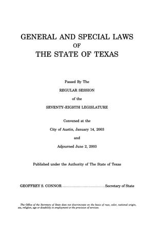 Primary view of object titled 'General and Special Laws of The State of Texas Passed By The Regular Session of the Seventy-Eighth Legislature, Volume 3'.
