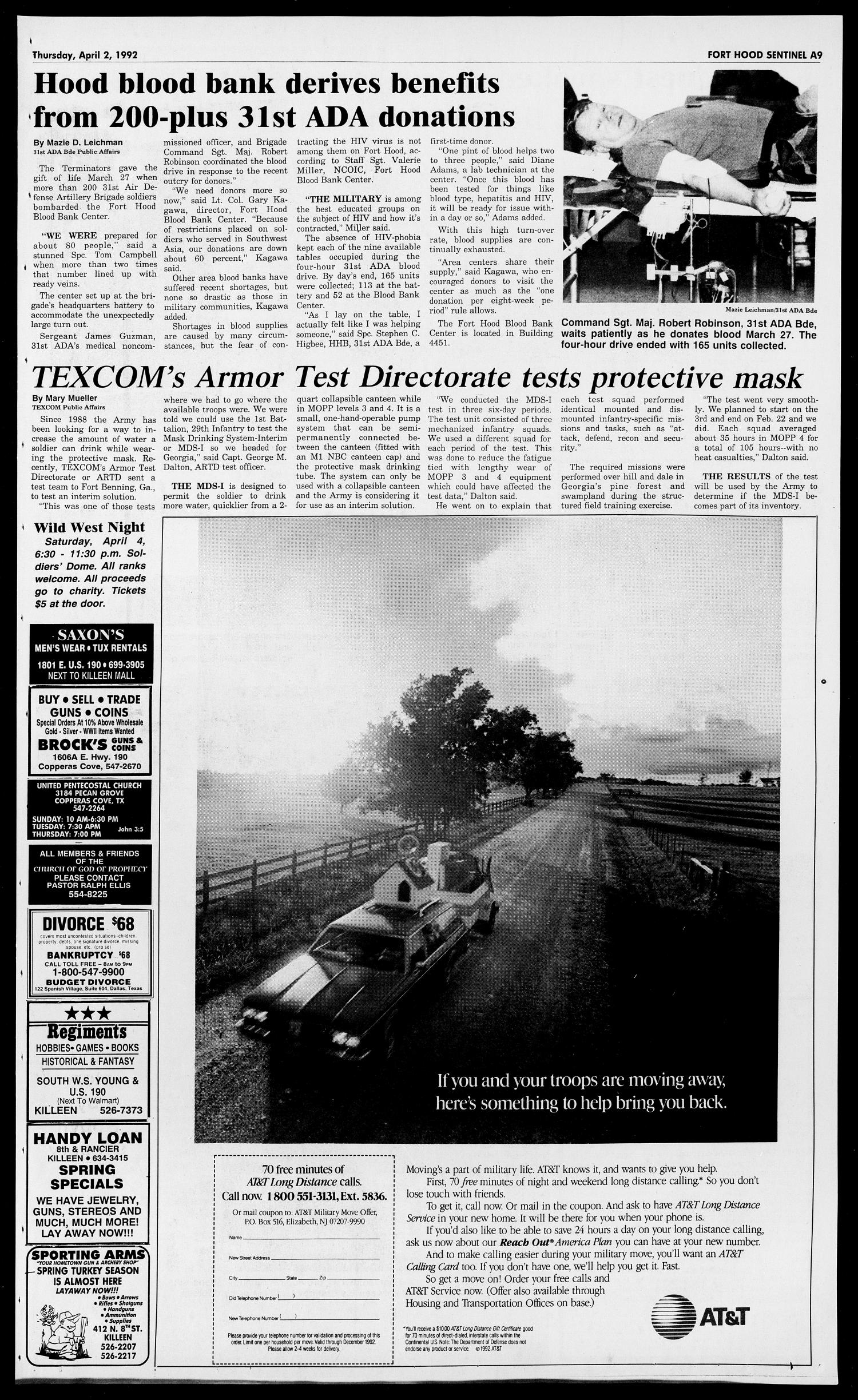The Fort Hood Sentinel (Temple, Tex.), Vol. 51, No. 34, Ed. 1 Thursday, April 2, 1992
                                                
                                                    [Sequence #]: 9 of 40
                                                