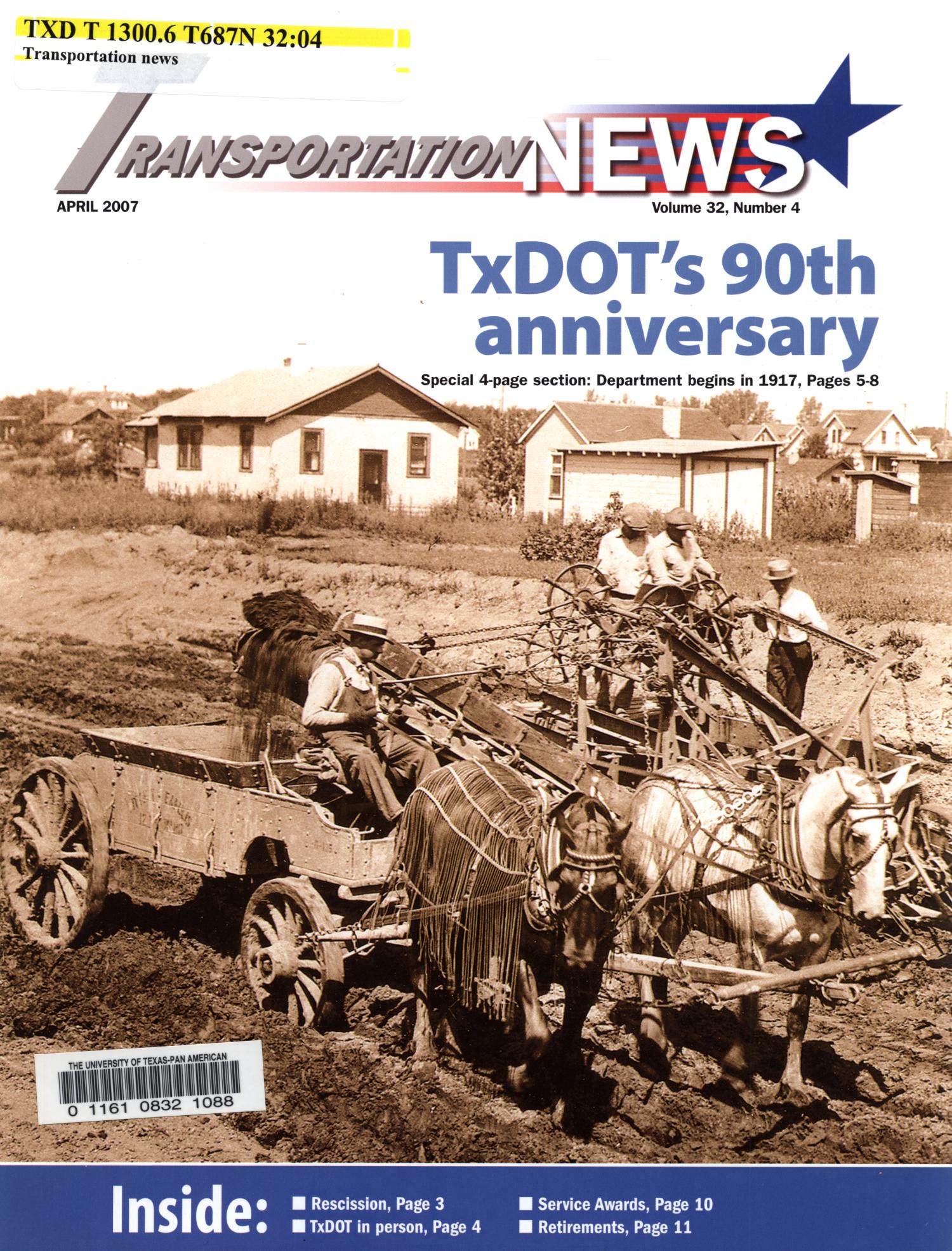 Transportation News, Volume 32, Number 4, April 2007
                                                
                                                    Title Page
                                                