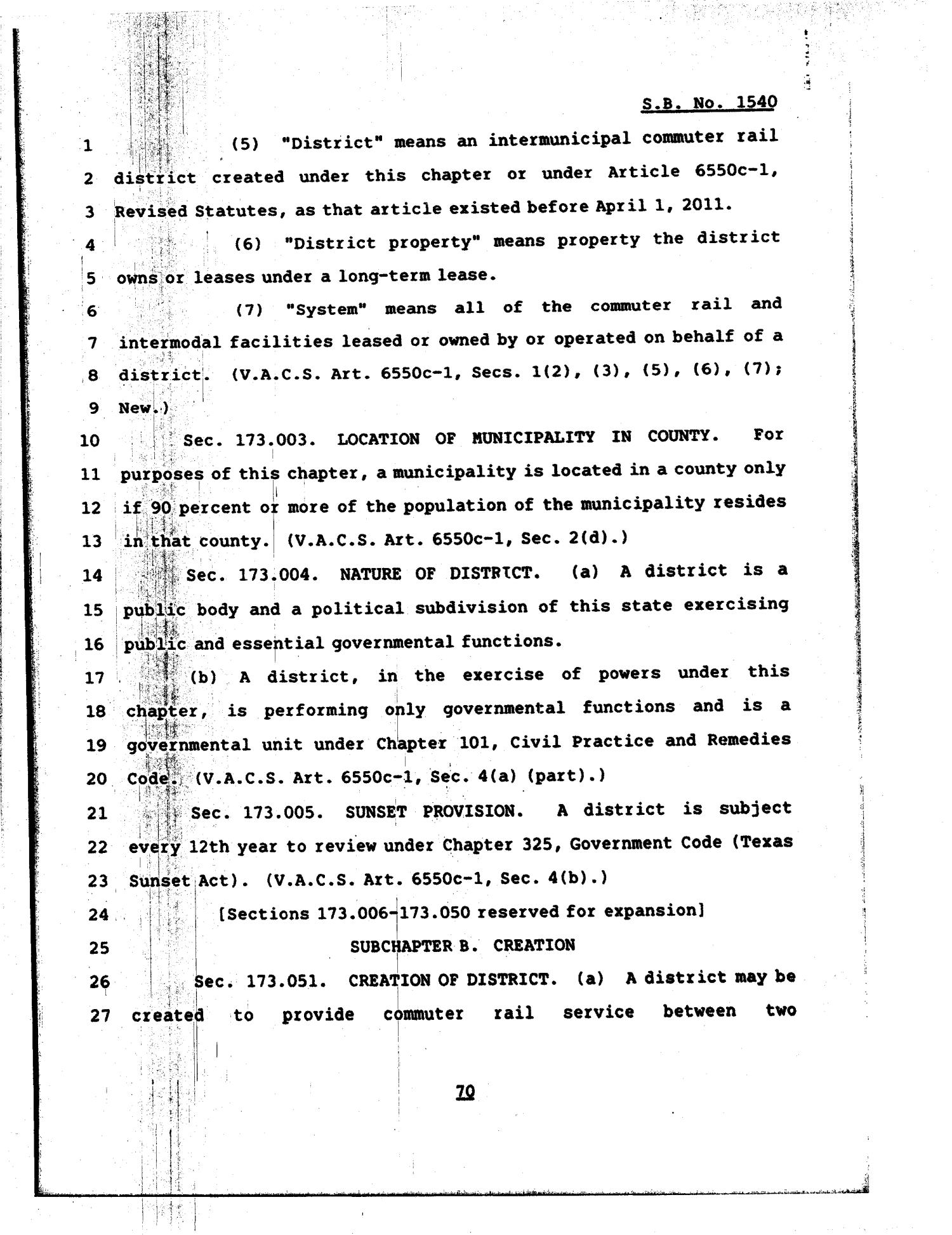 81st Texas Legislature, Regular Session, Senate Bill 1540, Chapter 85
                                                
                                                    [Sequence #]: 70 of 126
                                                