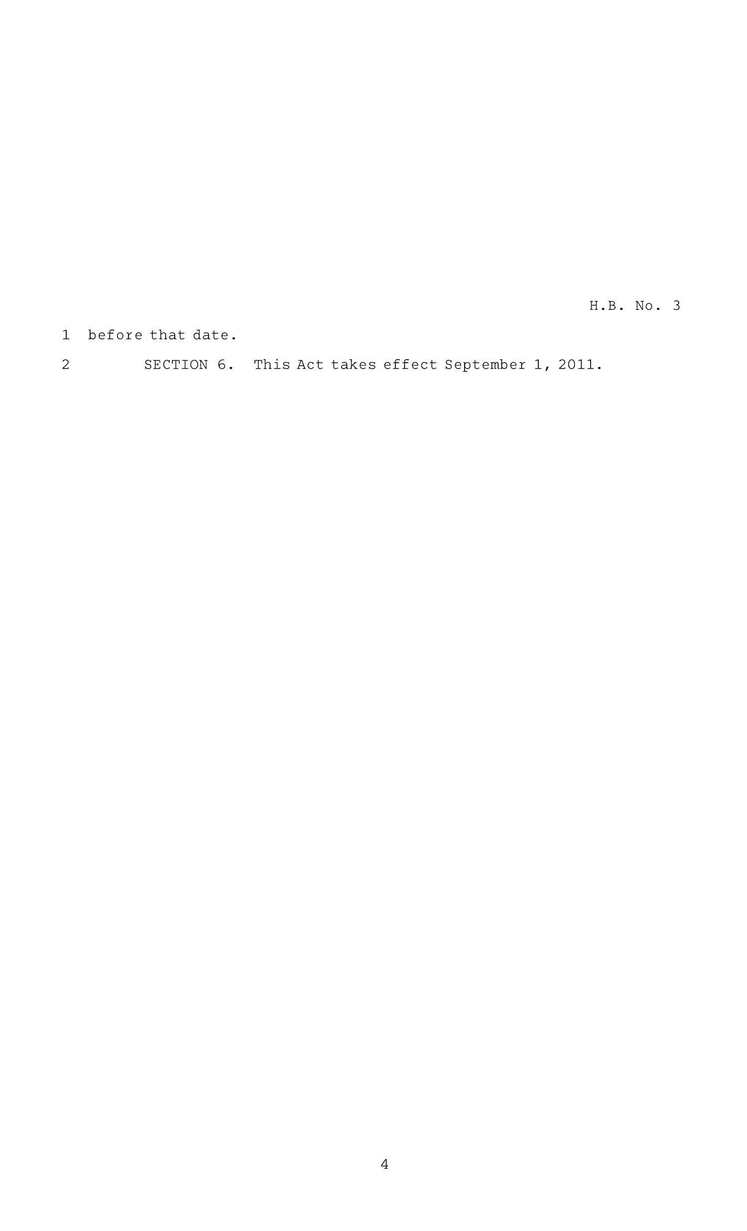 82nd Texas Legislature, Regular Session, House Bill 3, Chapter 1119
                                                
                                                    [Sequence #]: 4 of 5
                                                