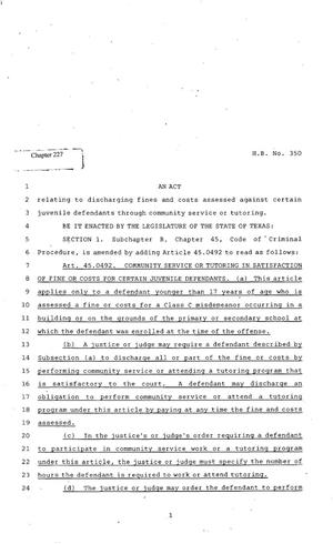 Primary view of object titled '82nd Texas Legislature, Regular Session, House Bill 350, Chapter 227'.