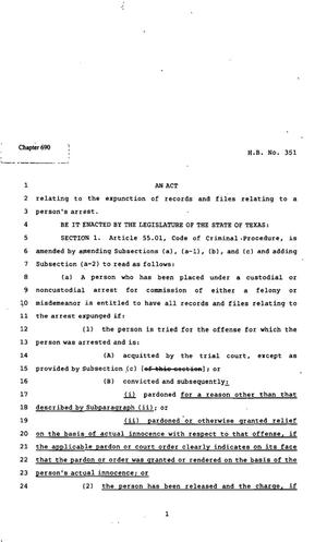 Primary view of object titled '82nd Texas Legislature, Regular Session, House Bill 351, Chapter 690'.