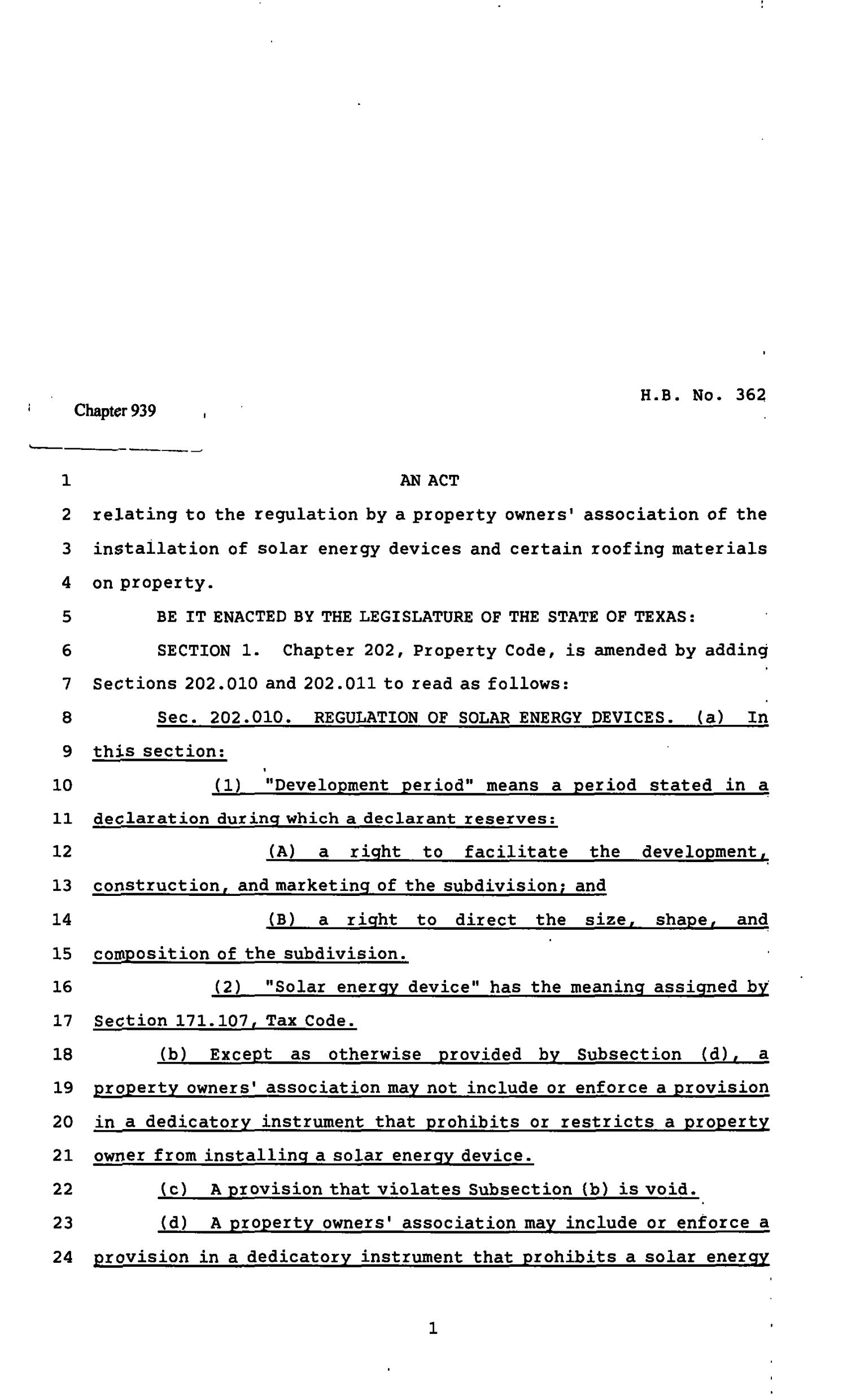 82nd Texas Legislature, Regular Session, House Bill 362, Chapter 939
                                                
                                                    [Sequence #]: 1 of 6
                                                