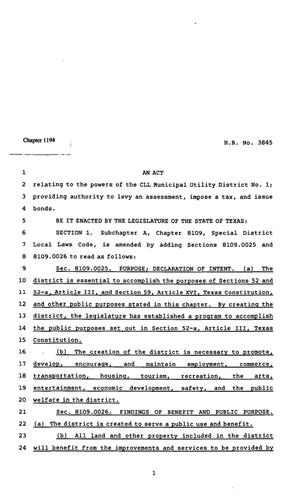 Primary view of object titled '82nd Texas Legislature, Regular Session, House Bill 3845, Chapter 1194'.