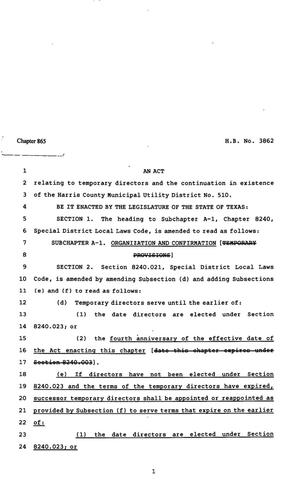 Primary view of object titled '82nd Texas Legislature, Regular Session, House Bill 3862, Chapter 865'.