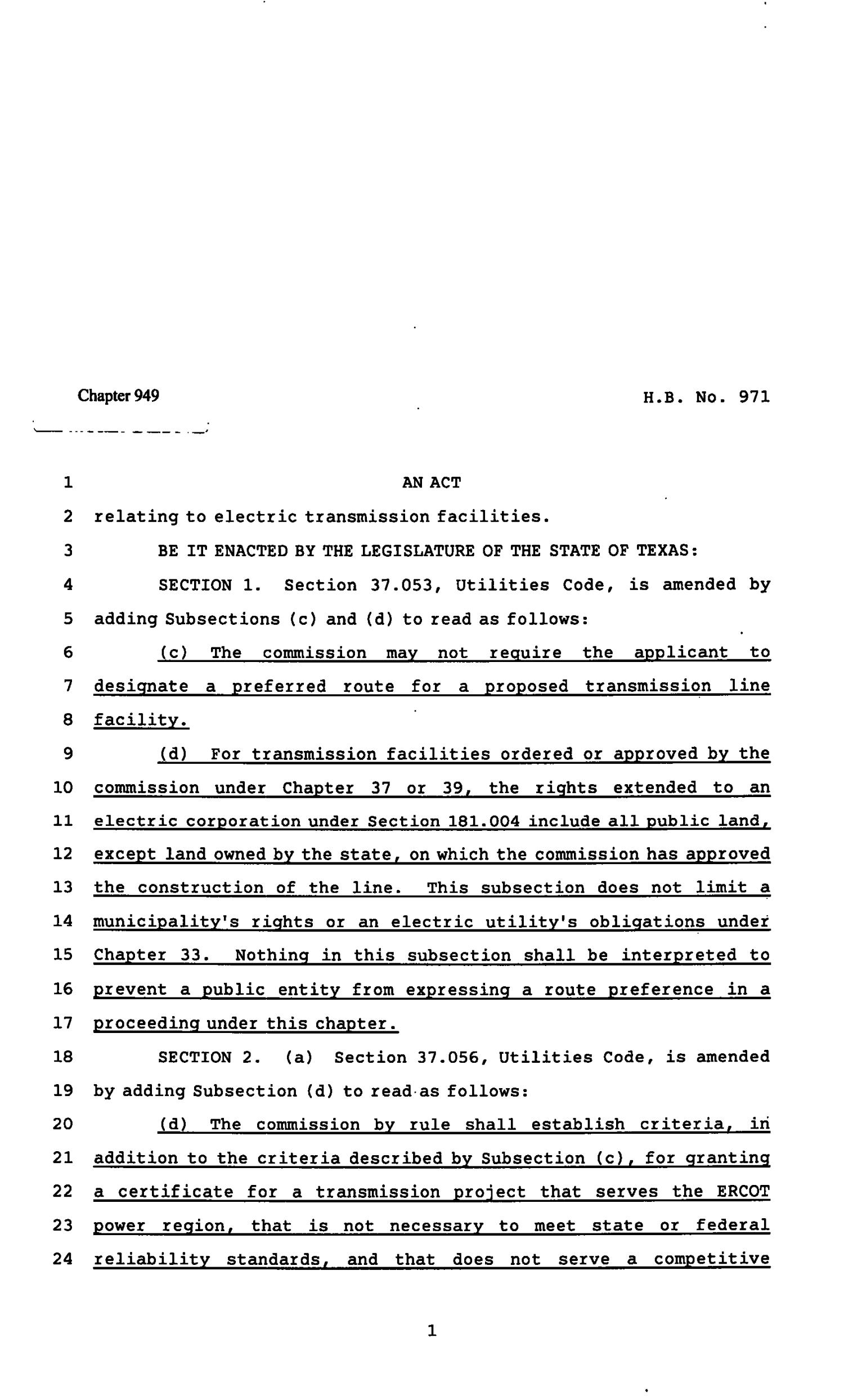 82nd Texas Legislature, Regular Session, House Bill 971, Chapter 949
                                                
                                                    [Sequence #]: 1 of 4
                                                