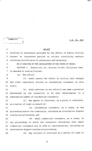 Primary view of object titled '82nd Texas Legislature, Regular Session, Senate Bill 855, Chapter 416'.