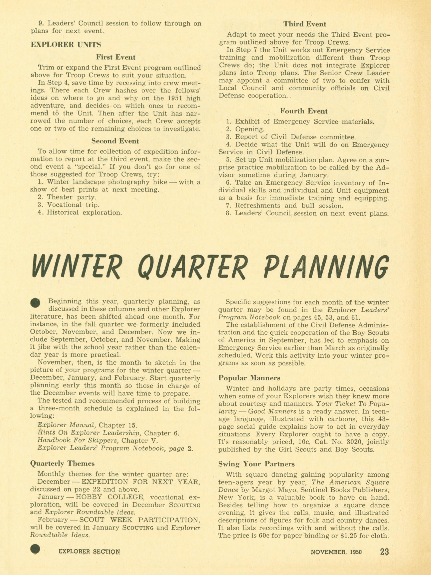 Scouting, Volume 38, Number 9, November 1950
                                                
                                                    23
                                                