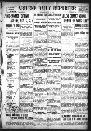 Primary view of object titled 'Abilene Daily Reporter (Abilene, Tex.), Vol. 11, No. 299, Ed. 1 Monday, June 24, 1907'.