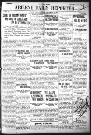 Primary view of object titled 'Abilene Daily Reporter (Abilene, Tex.), Vol. 15, No. 326, Ed. 1 Thursday, September 21, 1911'.