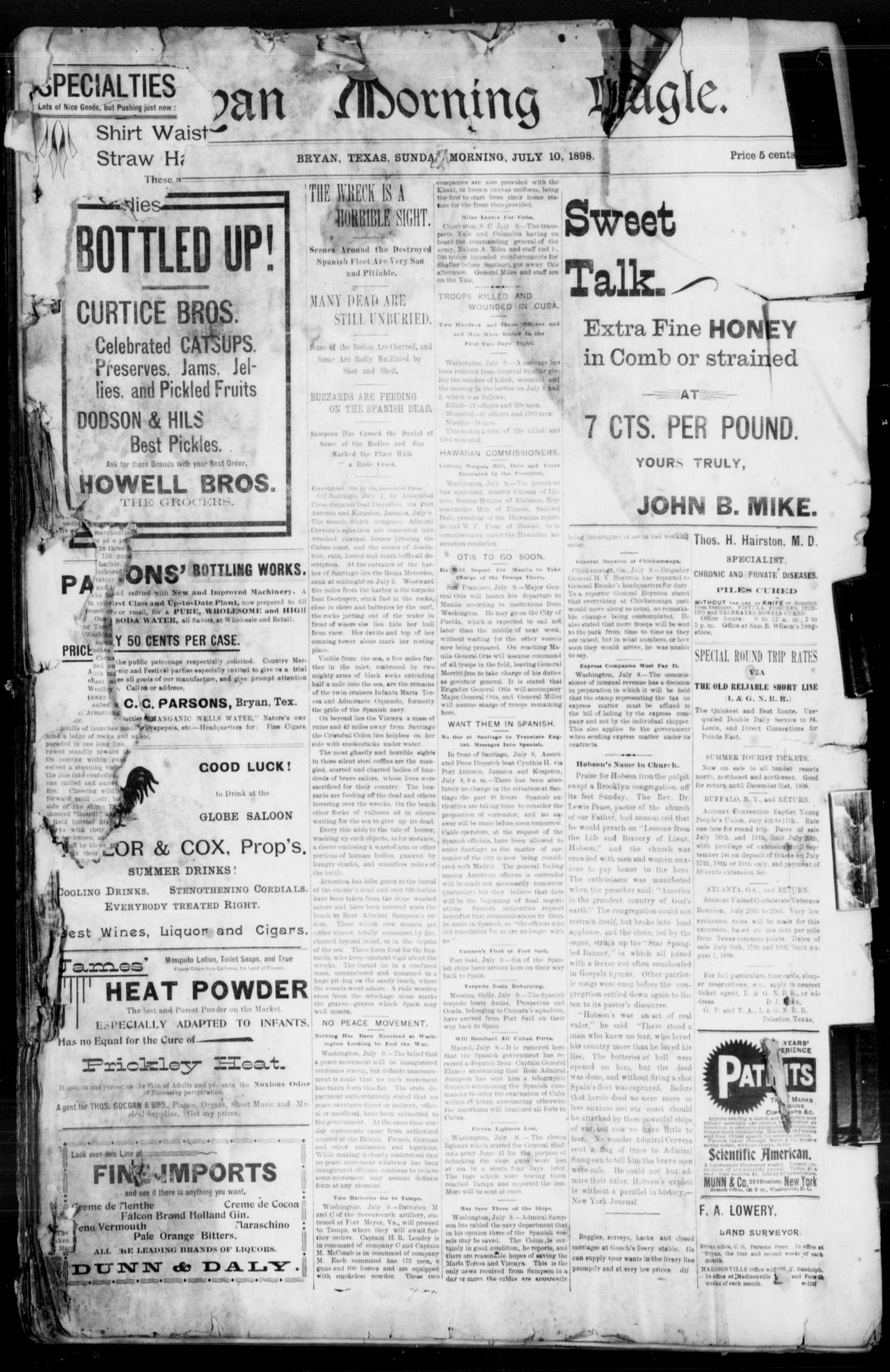 Bryan Morning Eagle. (Bryan, Tex.), Ed. 1 Sunday, July 10, 1898
                                                
                                                    [Sequence #]: 1 of 4
                                                