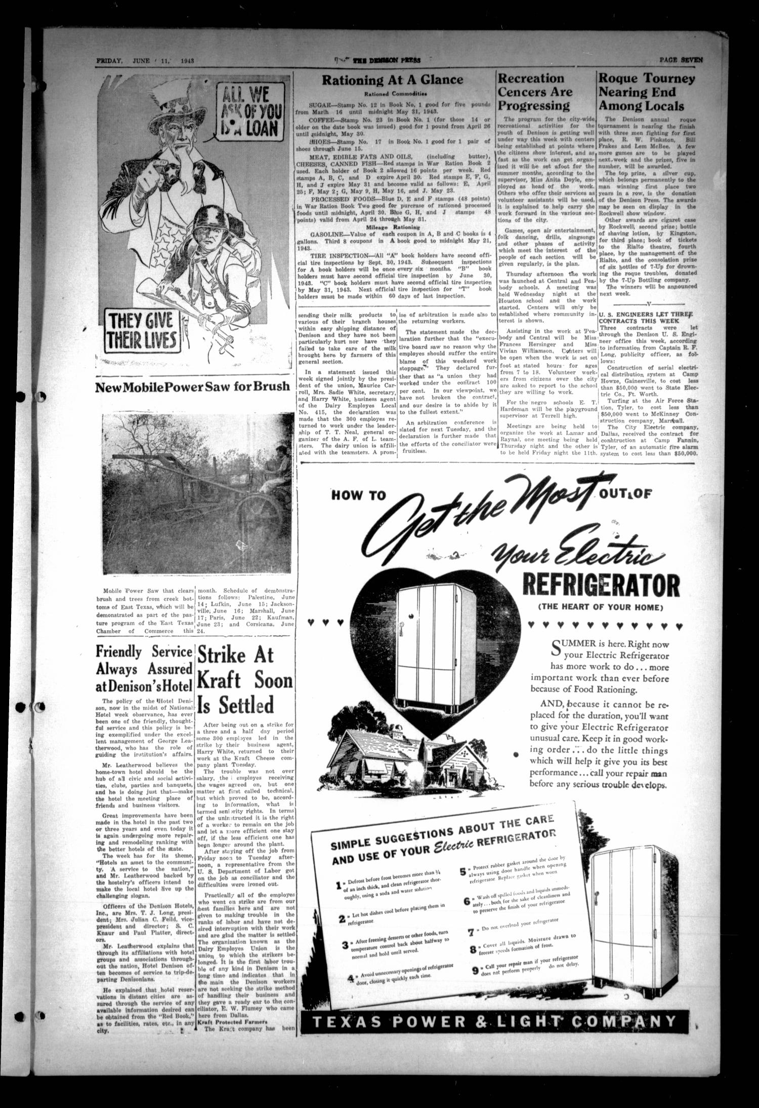 The Denison Press (Denison, Tex.), Vol. 14, No. 38, Ed. 1 Friday, June 11, 1943
                                                
                                                    [Sequence #]: 7 of 8
                                                