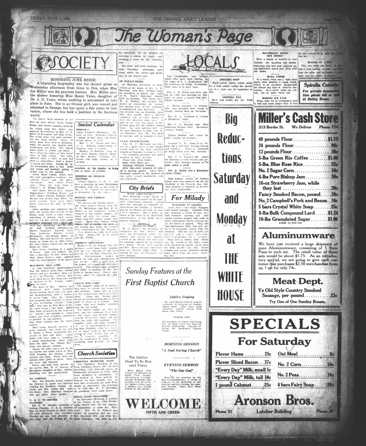 The Orange Daily Leader (Orange, Tex.), Vol. 9, No. 130, Ed. 1 Friday, June 1, 1923
                                                
                                                    [Sequence #]: 3 of 8
                                                