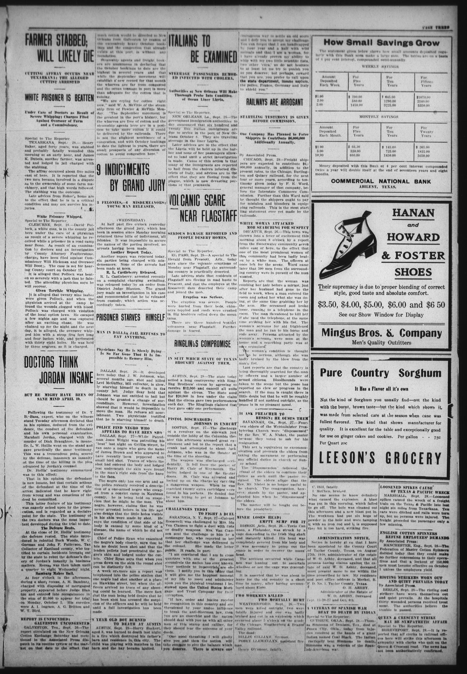 Abilene Semi-Weekly Farm Reporter (Abilene, Tex.), Vol. 30, No. 85, Ed. 1 Friday, September 30, 1910
                                                
                                                    [Sequence #]: 3 of 8
                                                