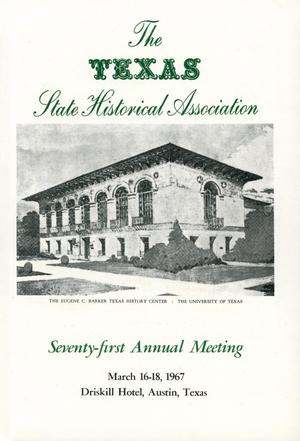 Primary view of Texas State Historical Association Seventy-First Annual Meeting, 1967