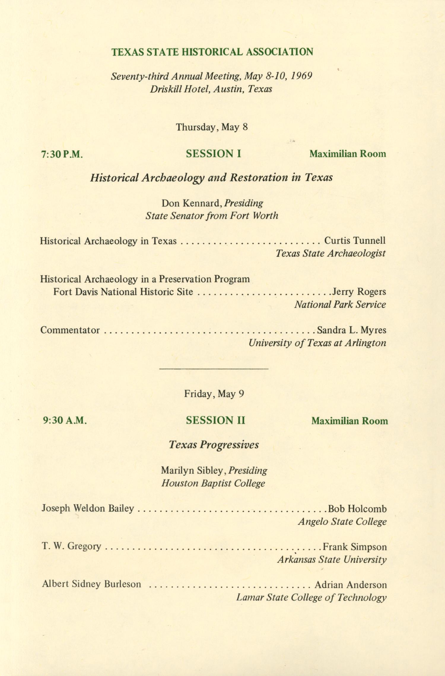 Texas State Historical Association Seventy-Third Annual Meeting, 1969
                                                
                                                    3
                                                
