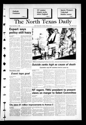 Primary view of object titled 'The North Texas Daily (Denton, Tex.), Vol. 70, No. 48, Ed. 1 Friday, November 21, 1986'.