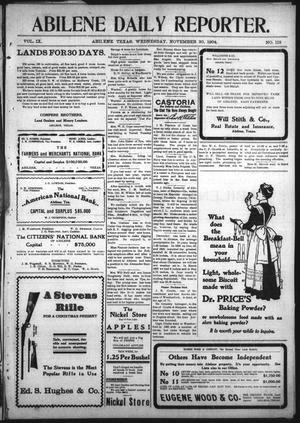 Primary view of object titled 'Abilene Daily Reporter. (Abilene, Tex.), Vol. 9, No. 119, Ed. 1 Wednesday, November 30, 1904'.