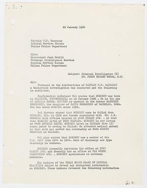 Primary view of object titled '[Report to W. P. Gannaway by H. M. Hart, January 22, 1964]'.