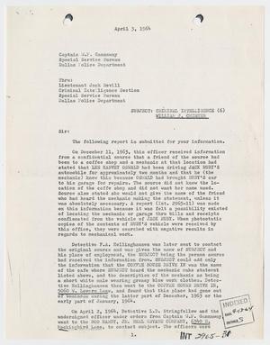 Primary view of object titled '[Report to W. P. Gannaway by W. S. Biggio, April 3, 1964 #2]'.