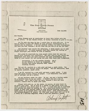 Primary view of object titled '[Letter from Johnny Packett to Lee Harvey Oswald, June 22, 1962]'.