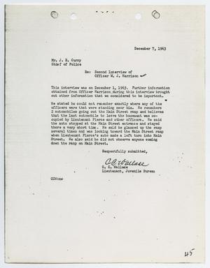 Primary view of object titled '[Report from C. C. Wallace to Chief J. E. Curry, December 7, 1963]'.