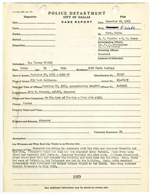 Primary view of object titled '[Case Report on Lee Harvey Oswald by J. W. Fritz #1]'.