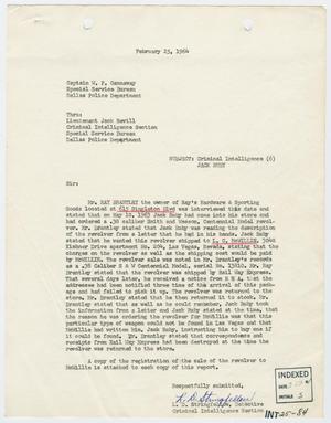Primary view of object titled '[Report to W. P. Gannaway by L. D. Stringfellow, February 25, 1964]'.