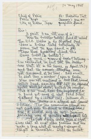Primary view of object titled '[Letters by William E. Hinton, 1968]'.
