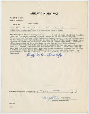 Primary view of object titled '[Affidavit in Any Fact - Statement by Billy Nolan Lovelady, November 22, 1963 #2]'.