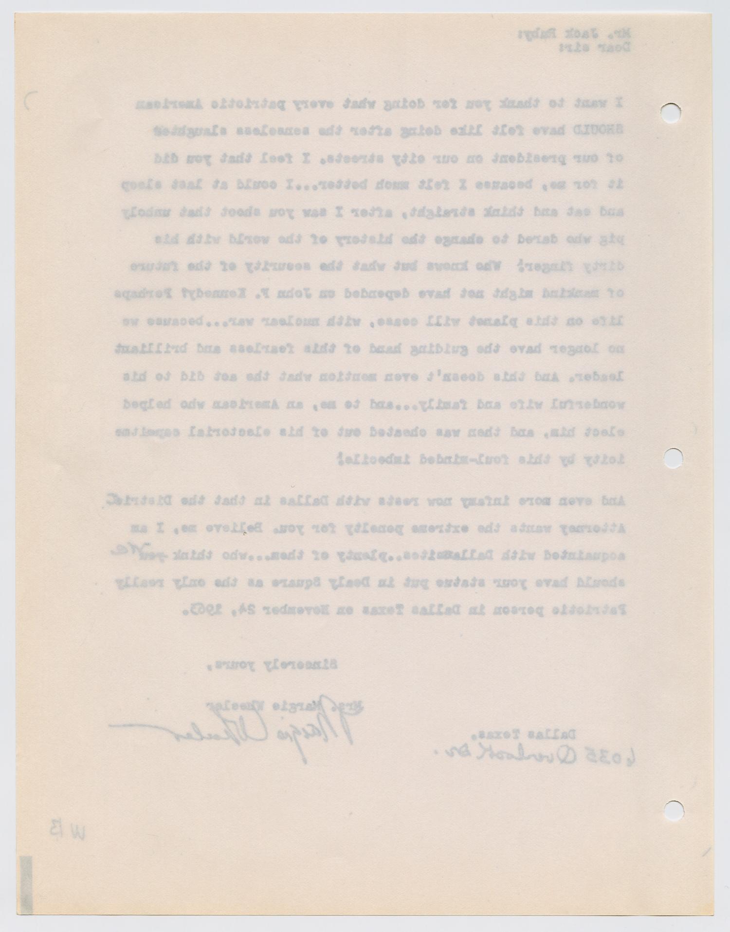[Letter to Jack Ruby from Margie Wheeler]
                                                
                                                    [Sequence #]: 2 of 2
                                                