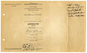 Primary view of object titled '[Affidavit General by J. W. Fritz, Charging Lee Harvey Oswald with Murder #1]'.