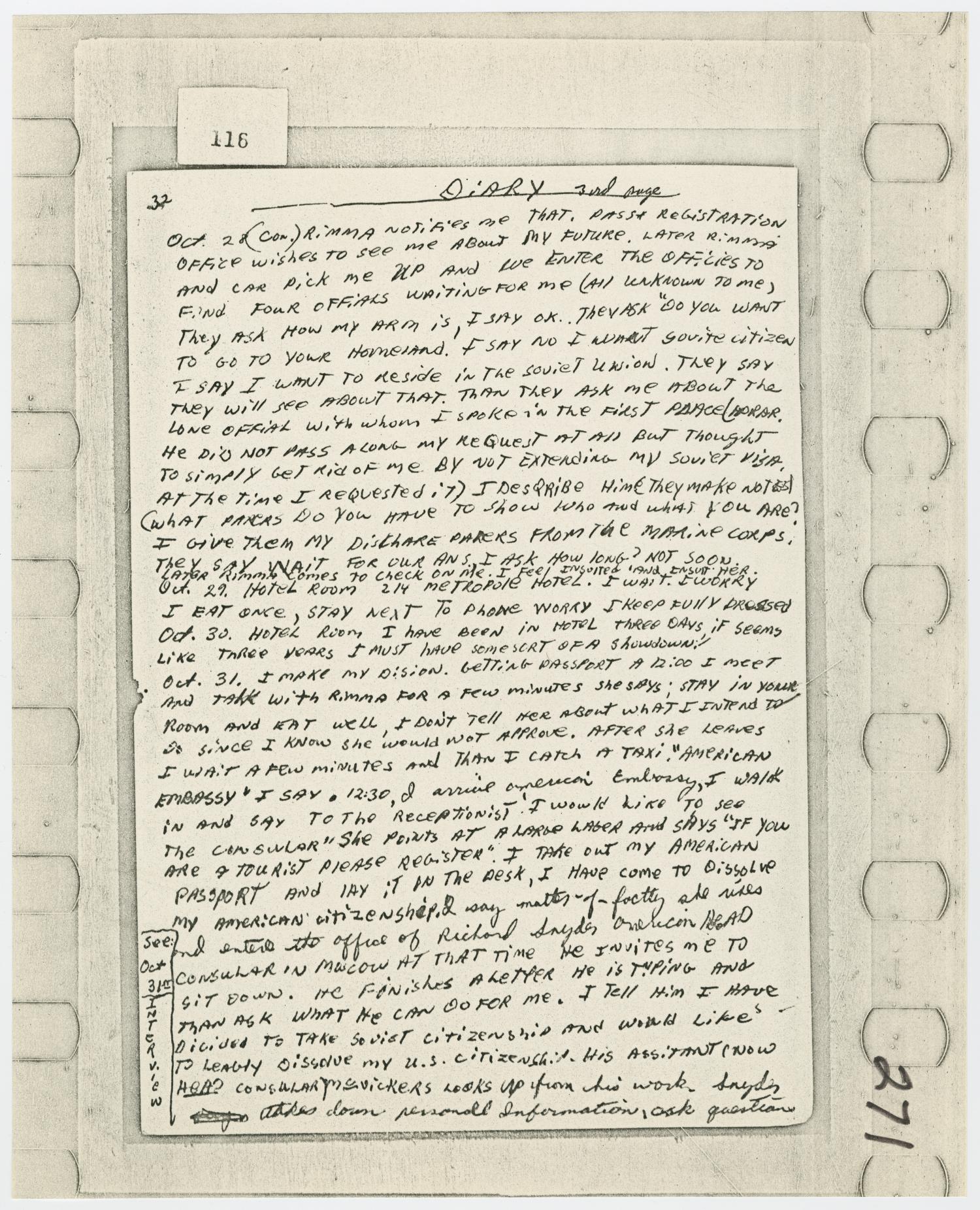 [Pages from the Diary of Lee Harvey Oswald]
                                                
                                                    [Sequence #]: 25 of 110
                                                