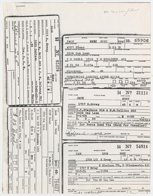 Primary view of object titled '[Arrest cards for Jack Ruby]'.