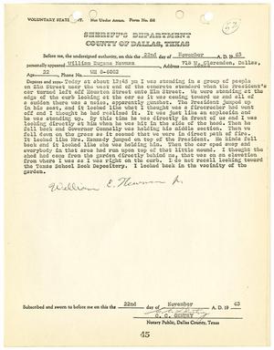Primary view of object titled '[Voluntary Statement by William Eugene Newman #1]'.