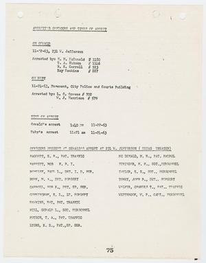 Primary view of object titled '[List of Arresting Officers and Times of Arrest]'.