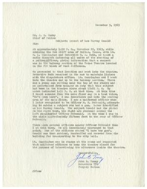 Primary view of object titled '[Report by Detective John B. Toney to Chief of Police J. E. Curry, December 3, 1963 #5]'.