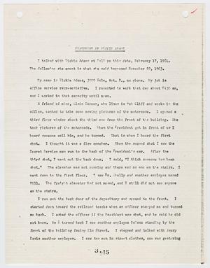 Primary view of object titled '[Statement of Vickie Adams, February 17, 1964]'.
