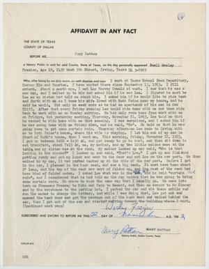 Primary view of object titled '[Affidavit in Any Fact - Statement by Buell Wesley Frazier, November 22, 1963 #1]'.