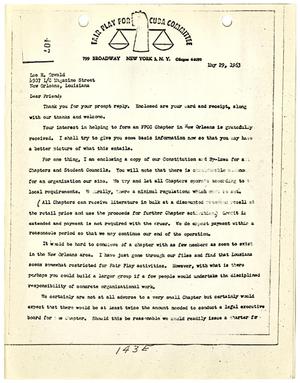 Primary view of object titled '[Letter from Fair Play for Cuba Committee to Lee Harvey Oswald, May 29, 1963 #3]'.