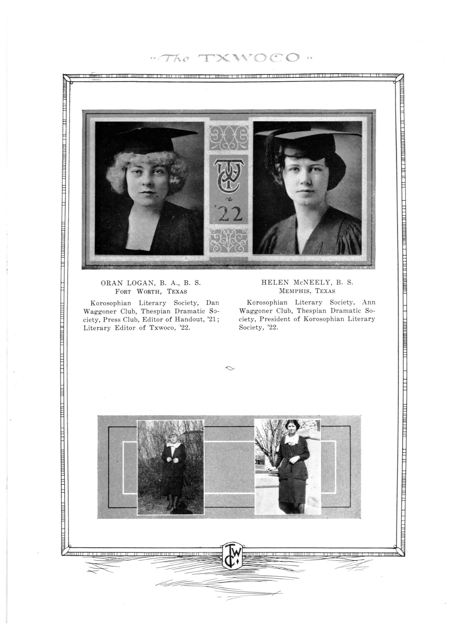 TXWOCO, Yearbook of Texas Woman's College, 1922
                                                
                                                    26
                                                