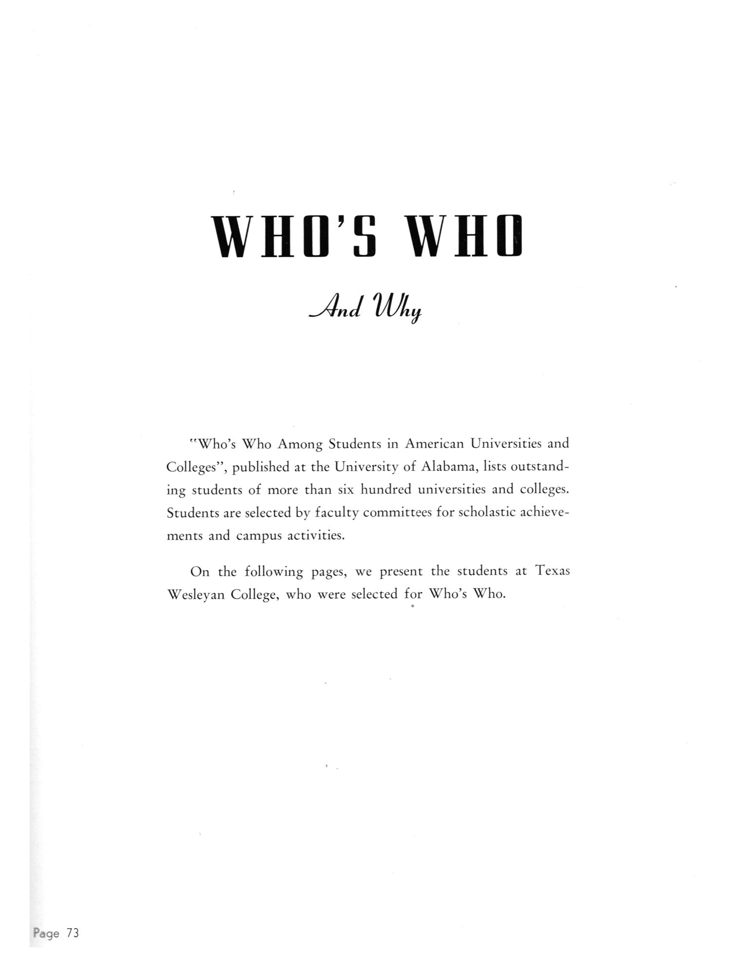 TXWECO, Yearbook of Texas Wesleyan College, 1944
                                                
                                                    73
                                                