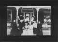 Photograph: [Eleven older ladies on the front steps of a home.]