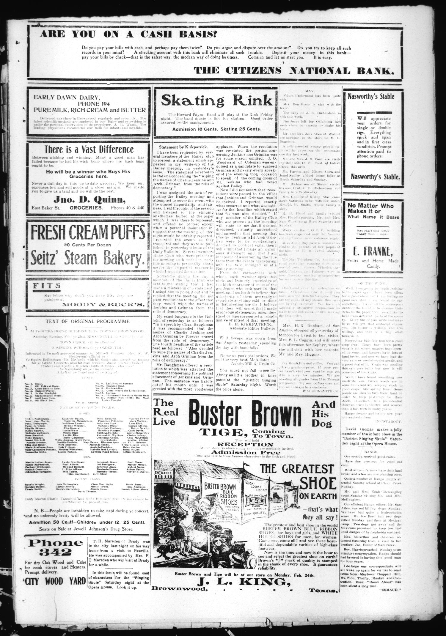 Daily Bulletin. (Brownwood, Tex.), Vol. 8, No. 107, Ed. 1 Thursday, February 20, 1908
                                                
                                                    [Sequence #]: 3 of 4
                                                