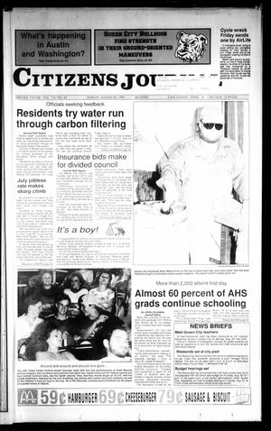 Primary view of object titled 'Citizens Journal (Atlanta, Tex.), Vol. 113, No. 25, Ed. 1 Sunday, August 25, 1991'.